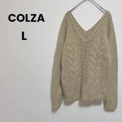 【COLZA】ハニーズ　Vネック ニット（L）セーター　ケーブル編　後ろもVのサムネイル