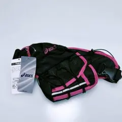 asics メッシュ給水ポーチ　ウェストポーチ 黒/ピンク
