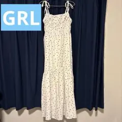 GRL ホワイト ドット柄 キャミワンピース