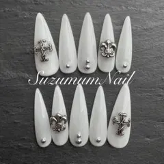 【現品】ネイルチップ ロング クロムネイル サブカル ギャル シズニルック