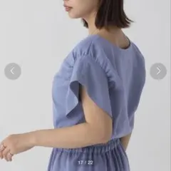 SALOON(サルーン)/麻調合繊フレンチブラウス　二の腕華奢見えのサムネイル