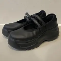 【美品】ZARA バレエ フラット スニーカー 厚底 37 ブラック