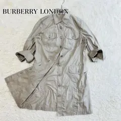 BURBERRY LONDON バーバリー　シャツワンピース7分袖 グレージュ