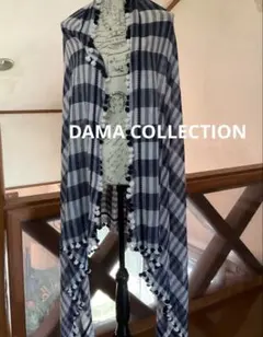 未使用DAMA COLLECTION ストライプ ポンポン付きシルク混ショール