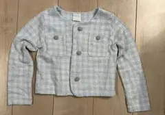 ZARA 水色チェック クロップドジャケット 122cm