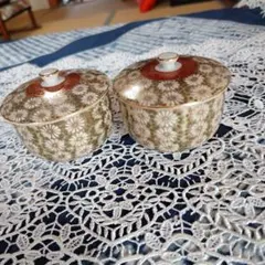 花柄 陶器 湯飲み 2個セット九谷焼