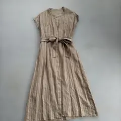 未使用級 ✨ツルバイマリコオイカワ リネン100 ロングワンピース カシュクール 美品✨ ツルバイマリコオイカワ カシュクールワンピース リネン100