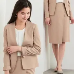 ドビーカルゼ ノーラペルジャケット スカート セットアップ カチリラ