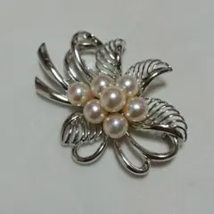 未使用 8mm あこや真珠 silver ブローチ パールブローチ 大粒