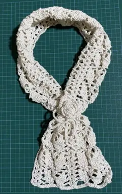 コットンミニマフラー　春〜秋　手編み