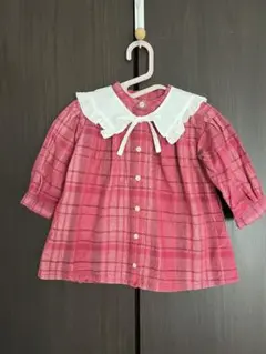 Biquette Club チェック柄 フリル襟 ワンピース　80cm