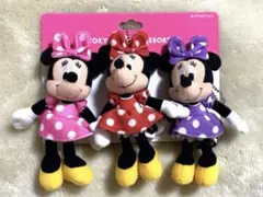 ディズニーリゾート ミニー ぬいぐるみバッジ 3体セット 赤 ピンク 紫 ぬいば