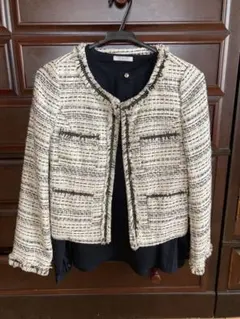 ノーカラージャケット ツイードジャケット