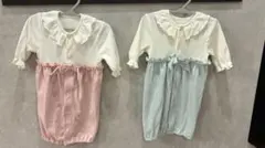 おそろいロンパースセット 50-60cm ピンク・青・白