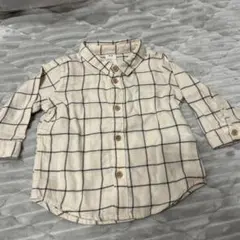 H&M ベージュ チェック柄 長袖シャツ