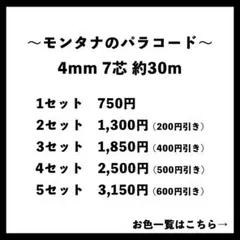 ✳︎お色一覧ページ✳︎ パラコード 4mm 7芯 30m カラー変更OK 送料無料