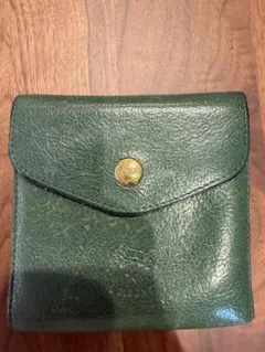 レザー グリーン 二つ折り財布　イルビゾンテ