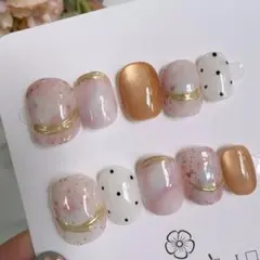 ネイルチップ ベリーショートオーバルMピンク ゴールド