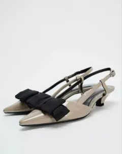 【新品未使用】ZARA ポインテッドトゥ リボン ミュール 36のサムネイル