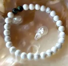 【浄化】 パワーストーン ブレスレット ハウライト グリーンマイカ