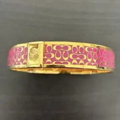 #1158 COACH シグネチャー柄 バングル ピンク ゴールド