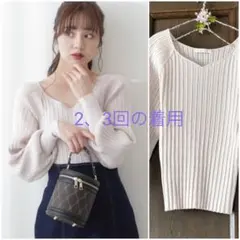 プロポーションボディドレッシング：ハートネックボリュームスリーブニット