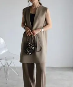 【BONJOUR SAGAN】ディープキーネックチュニックベスト