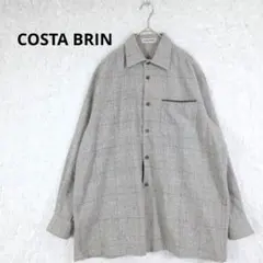 COSTA BRIN ウール混チェックシャツ L グレー 日本製 アンゴラ混のサムネイル