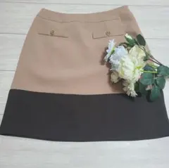 [美品]any SiS ひざ丈 スカート ブラウン L