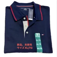 TOMMY HILFIGER トミーヒルフィガーポロシャツ XL/TGネイビー綿