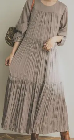 プリーツ ロングワンピース