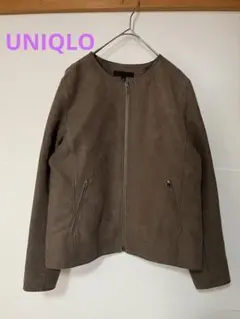 スエード調 ノーカラー ジップアップ ブルゾン ブラウン　UNIQLO
