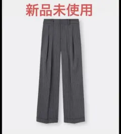GU インタックワイドパンツ ストライプ Mサイズ グレー