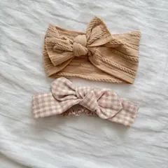リボン付き ヘアバンド 2点セット ベビー ピンク