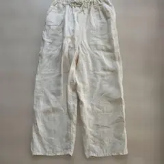 Samansa Mos2 リネン混 ワイドパンツ アイボリー