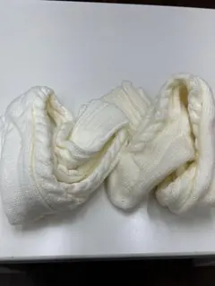 ニット編みニーハイソックス　ホワイト　2枚セット