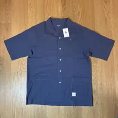 【未使用品】ポールスミス ストライプ 刺繍 ボタンシャツ ネイビー Lサイズ