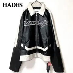 HADES ブラック　レザージャケット　メンズ　M タグ付き　本革　黒　ジップ