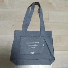 ZARA リユーザブルバッグ エコバッグトートバッグ ザラ サイズM グレー