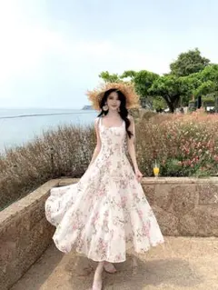 春夏ロング花柄ワンピース✨女子会デートに最適❤️