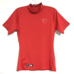 アンダーアーマー モックネック アンダーシャツ 半袖 赤 XL 野球