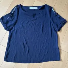tocco closet ネイビー 半袖トップス　ブラウス　リボン　Mサイズ