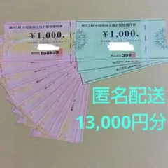 ビックカメラ　コジマ　株主優待券　13,000円分