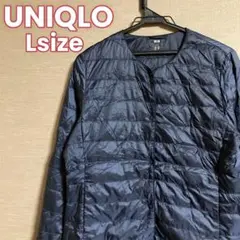 294 UNIQLO ダウンジャケット レディース L ネイビー ライトダウン