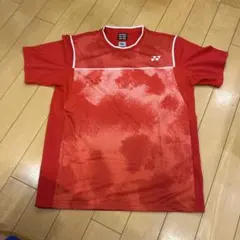 ヨネックス 赤 グラデーション シャツ テニス、バドミントンゲームシャツ　XO