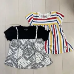キッズ　Tシャツ　2枚セット　ボーダー　バンダナ柄　レイヤード風　130②のサムネイル