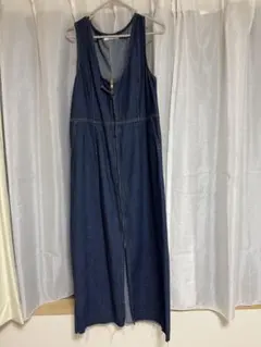 【美品】デニムジャンパースカート　Lサイズ　ネイビー