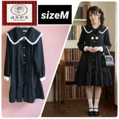 美品【アクシーズファムポエティック】 フリル襟　ピンタック　ワンピース 黒