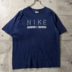 90s NIKE センターロゴプリントTシャツ 紺 XL USAファブリック