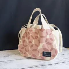 2wayポケットいっぱいトートバッグ　サークル柄　ショルダーベルト付き